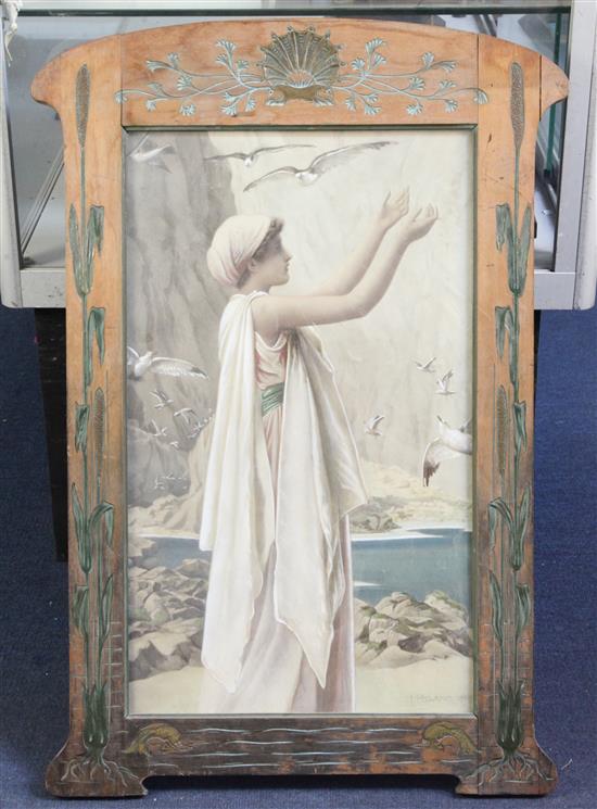 After Henry Ryland (1856-1924) Leucothea, 21.5 x 13in., in an Art Nouveau carved beech frame